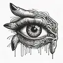hands open eye looking tattoo design idea