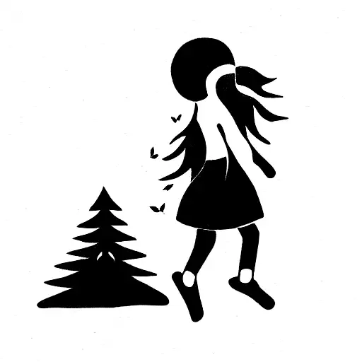Girl child with birch tree tattoo design idea