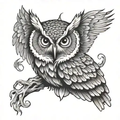 owl wings spread wide tattoo design idea
