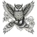 owl wings spread wide tattoo design idea
