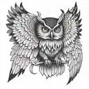 owl wings spread wide tattoo design idea