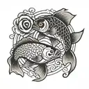 Two carp and yin and yang tattoo design idea