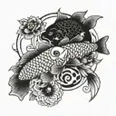 Two carp and yin and yang tattoo design idea
