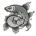 Two carp and yin and yang tattoo design idea