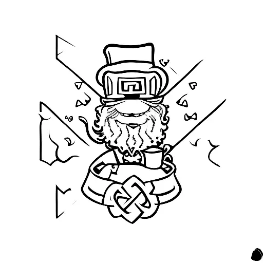 breast cancer symbol leprechaun  tattoo design idea