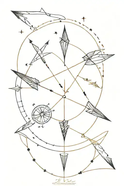 arrow and compass tattoo design idea