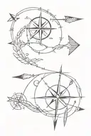 arrow and compass tattoo design idea