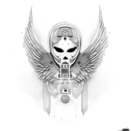 technology, computers, angels, Afro  tattoo design idea