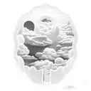 clouds, stair and gate to heaven tattoo design idea