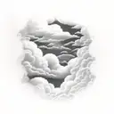 clouds, stair and gate to heaven tattoo design idea