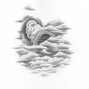 clouds, stair and gate to heaven tattoo design idea