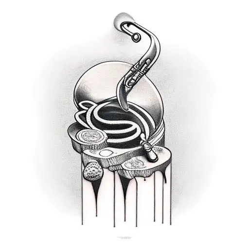 trombone player nature tattoo design idea