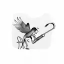 A trombone playing music notes that transform into birds flying away tattoo design idea