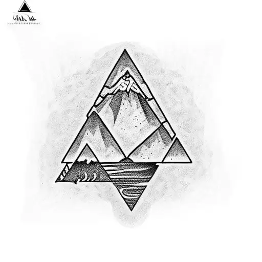 Full hand sleeve tattoo featuring an Egyptian pyramid with triangle patterns,  leaf motifs and old chain watch tattoo design idea