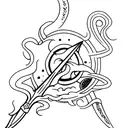 dagger with moon  tattoo design idea