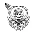 dagger with moon  tattoo design idea