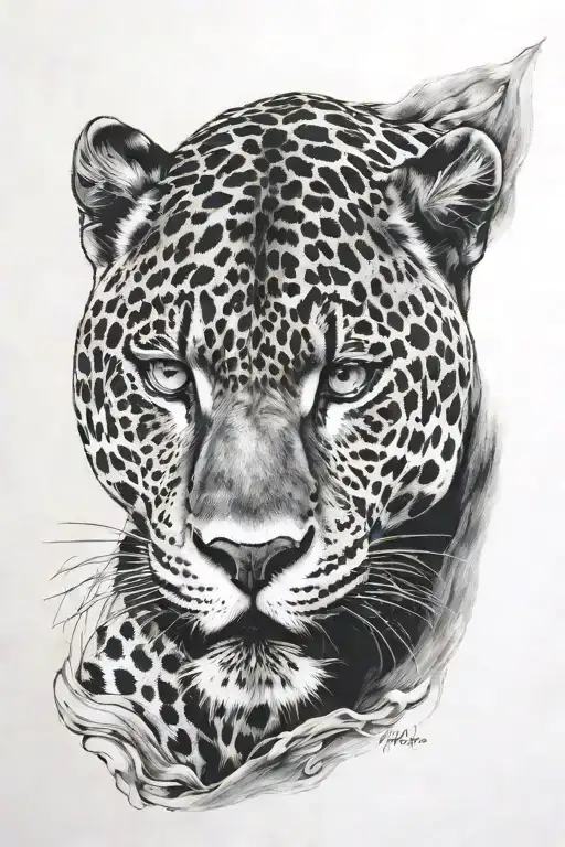 Black Jaguar blue eyes tattoo design idea