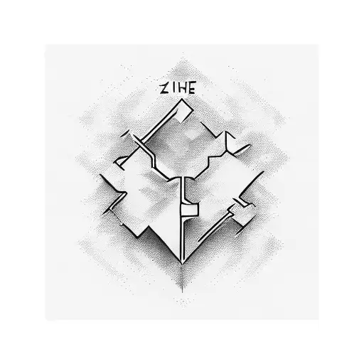 Word "Zach" in the shape of "143" tattoo design idea