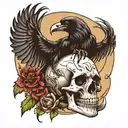Crow on a skull tattoo design idea