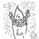 A minimalist tattoo of a chipotle burrito with smoke swirling around it, combining your occupation at Chipotle with your love for smoking weed. tattoo design idea