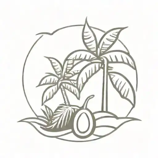 coconut tree and banana tree tattoo design idea