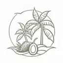 coconut tree and banana tree tattoo design idea