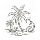 coconut tree and banana tree tattoo design idea