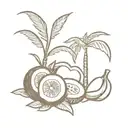 coconut tree and banana tree tattoo design idea