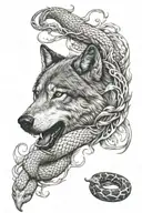 wolf and snake   tattoo design idea