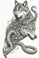 wolf and snake   tattoo design idea