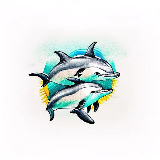 Japanese "Three Dolphins Hand Tattoo" Tattoo Idea BlackInk AI