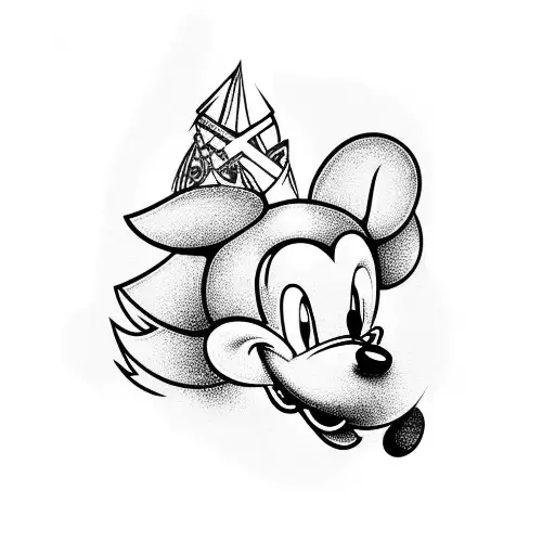 Nordic Mickey Mouse Head tattoo design idea