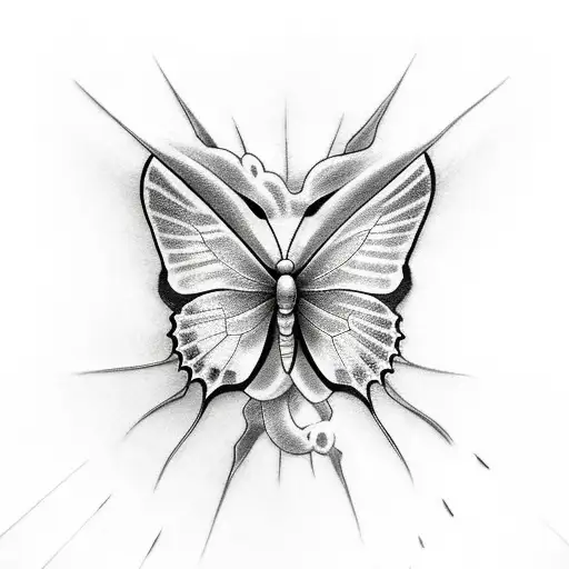 simple butterfly with dragon shadow  tattoo design idea