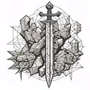 Excalibur sword stuck in a rock tattoo design idea