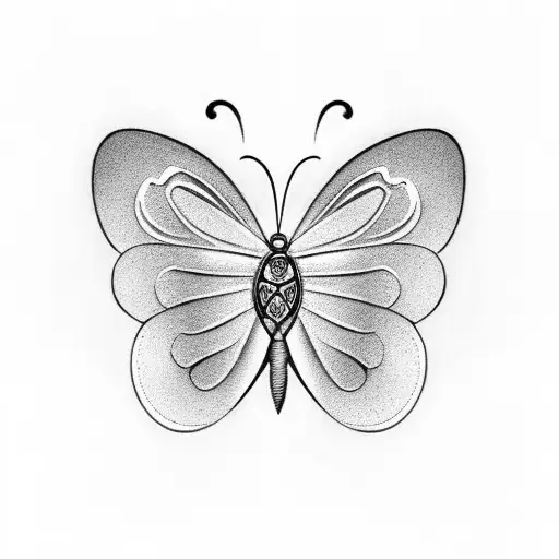 half a simple detailed butterfly with the numbers 444 on the side opposite the wing tattoo design idea