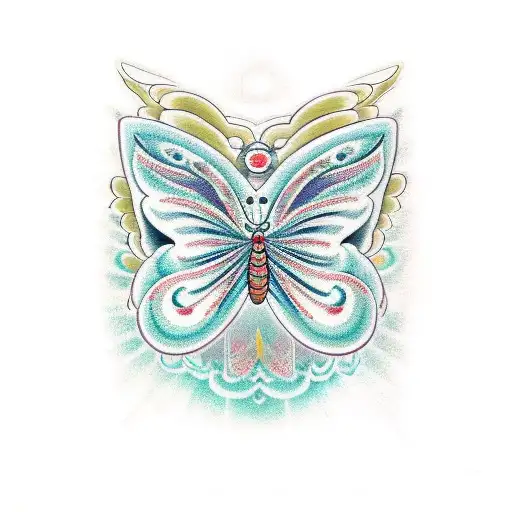 butterfly with Angel numbers  tattoo design idea