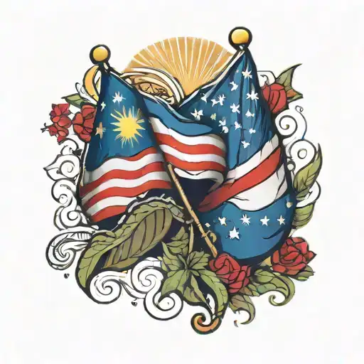 Philippines and usa flags tattoo design idea