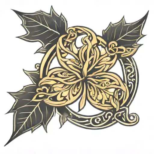 irish knot, maple leaf, southern cross surrounded tattoo design idea