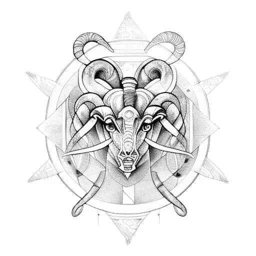 Aries sun and Scorpio rising intertwined with African mythological symbols tattoo design idea