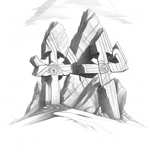 3 crosses on a mountain tattoo design idea