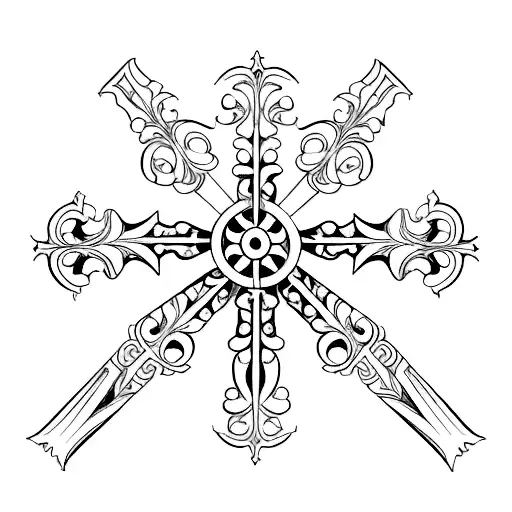 fineline Victorian Christian cross tattoo tattoo design idea