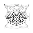 kitsune with hacker symbol on the forehead tattoo design idea