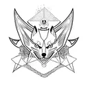 kitsune with hacker symbol on the forehead tattoo design idea