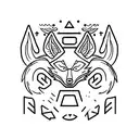kitsune with hacker symbol on the forehead tattoo design idea