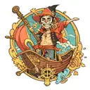 luffy ship with compas  tattoo design idea