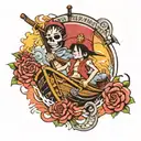 luffy ship with compas  tattoo design idea