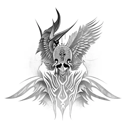 morrigan god of death tattoo design idea