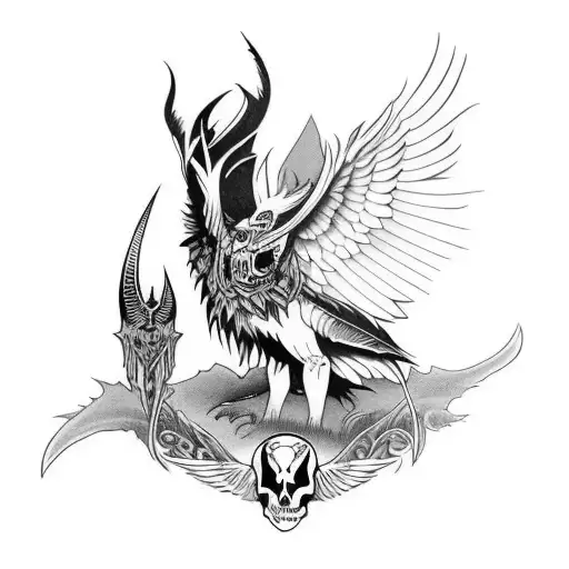 morrigan god of death sleeve tattoo design idea