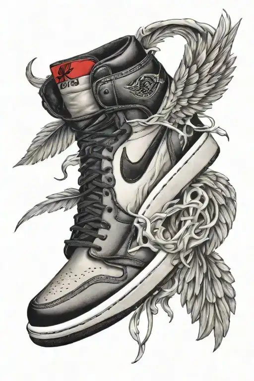 Nike air jordan 1 with wings tattoo design idea