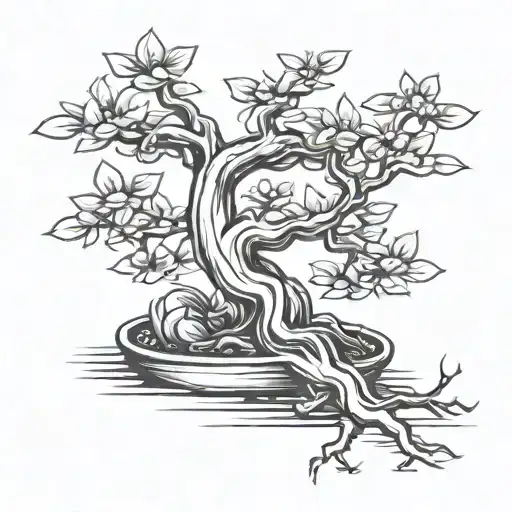 bonsai tree losing leaves tattoo design idea
